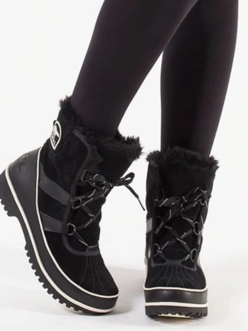 SOREL Tivoli II Black Suede Waterproof Winter Snow Boots Faux Fur, size 9